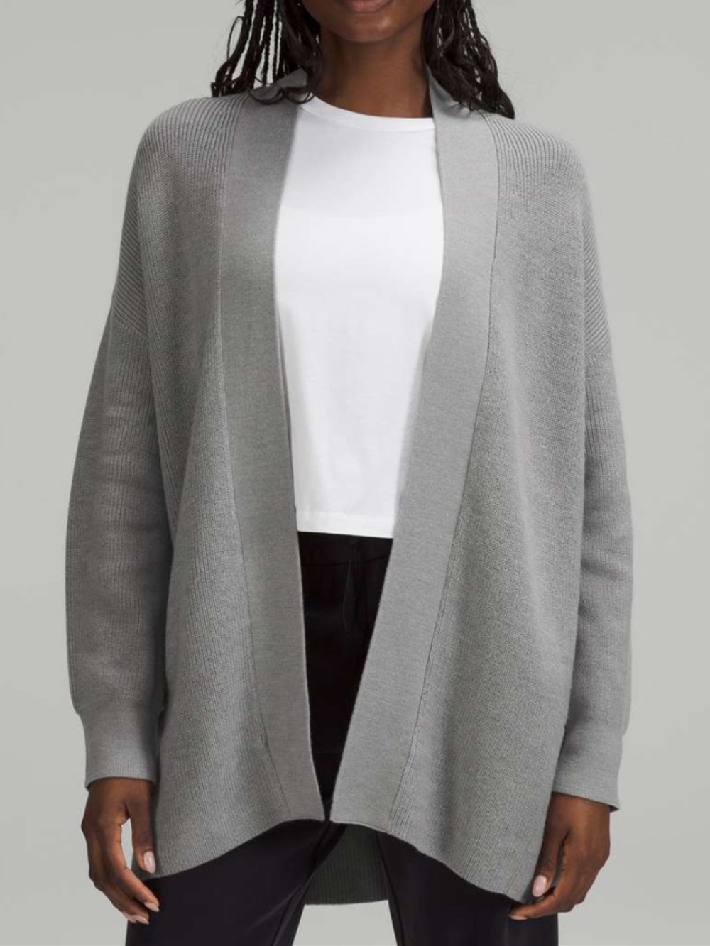 lululemon athletica Light Gray Open-Front Ribbed Wrap Cardigan